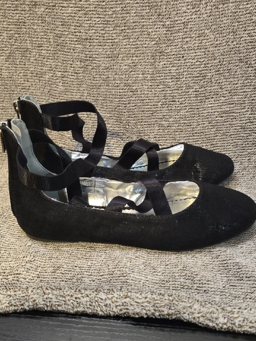Nine West Black Ballet Flats with Crisscross Straps